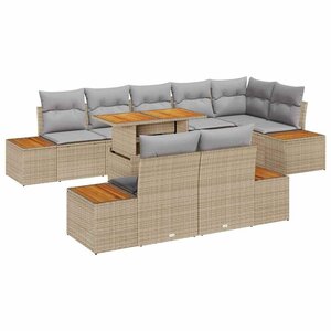 vidaXL Ensemble de salle à manger pour jardin Manuel 9 Pièces Beige  Gris