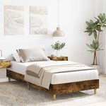 vidaXL Cadre de lit sans matelas chêne fumé 100x200 cm bois ingénierie