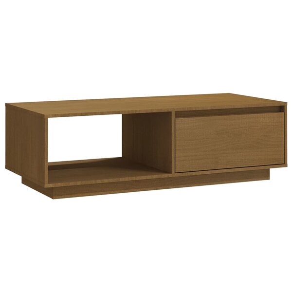 vidaXL Table basse marron miel 110x50x33 5 cm bois de pin massif