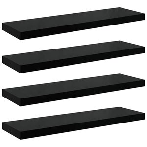 vidaXL Étagère murale flottante 4 Pièces Noir brillant 90x23 5x3 8 cm MDF