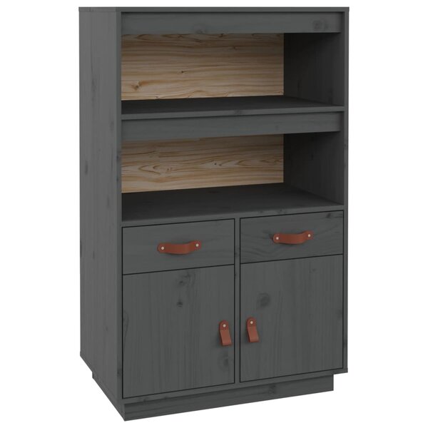 vidaXL Buffet haut Gris 67x40x108 5 cm Bois massif de pin