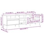 vidaXL Meuble TV Chêne noir 150 x 30 x 44.5 cm Bois d'ingénierie