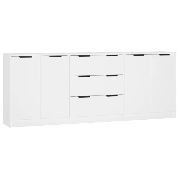 vidaXL Buffets 3 Pièces Blanc Bois d'ingénierie
