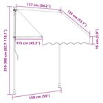 vidaXL Auvent manuel rétractable avec LED 150 cm Anthracite