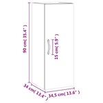 vidaXL Armoire murale gris béton 34 5x34x90 cm bois d'ingénierie