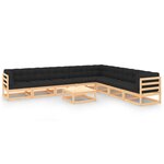 vidaXL Salon de jardin 9 Pièces avec coussins anthracite Pin massif