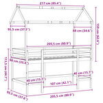 vidaXL Lit superposé et échelle et toit blanc 90x200cm bois pin massif