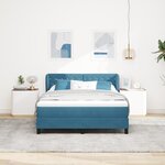 vidaXL Lit Box Spring avec Matelas Bleu Foncé 140x200 cm Velours