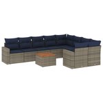 vidaXL Salon de jardin 10 Pièces avec coussins gris résine tressée