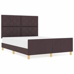vidaXL Cadre de lit avec tête de lit Marron foncé 140 x 190 cm tissu
