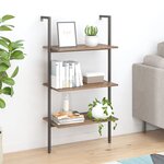 vidaXL Étagère inclinée à 3 niveaux Marron foncé et noir 64x35x120 5cm