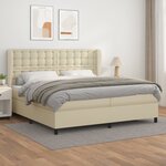 vidaXL Sommier à lattes de lit avec matelas Crème 200x200cm Similicuir