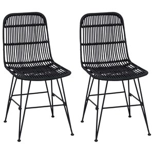 vidaXL Chaise de salle à manger 2 pc Rattan et Acier Noir