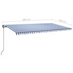 vidaXL Auvent automatique capteur de vent/LED 6x3 m Bleu et blanc