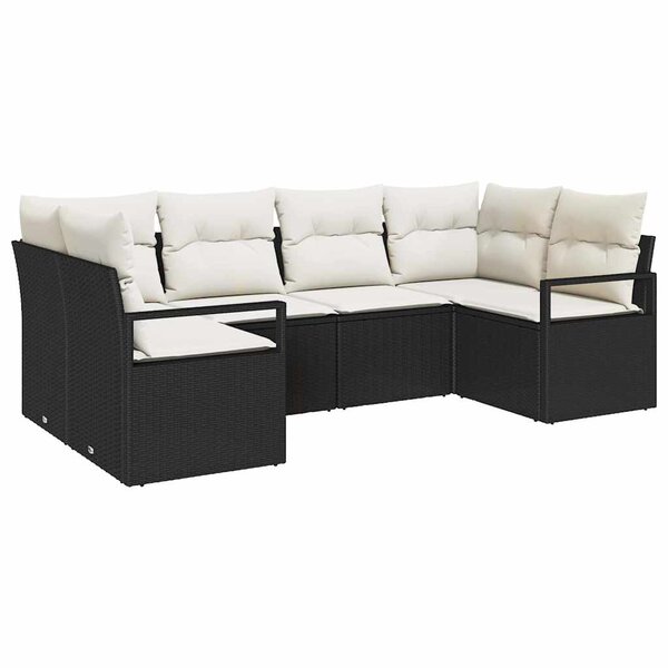 vidaXL Ensemble de canapé de jardin 6 Pièces Noir Poly rotin