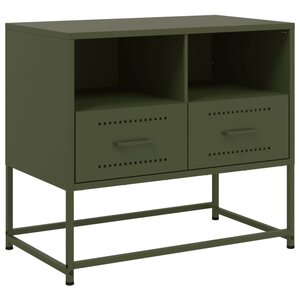 vidaXL Meuble TV vert olive 68x39x60 5 cm acier