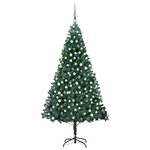 vidaXL Arbre de Noël artificiel pré-éclairé et boules vert 210 cm PVC