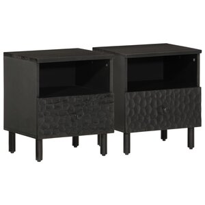 vidaXL Tables de chevet 2 Pièces noir 40x33x46 cm bois de manguier solide