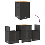 vidaXL Ensemble de bistro 3 Pièces avec coussins noir résine tressée