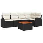 vidaXL Ensemble de canapé de jardin 6 Pièces Noir Poly rotin