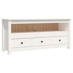 vidaXL Meuble TV Blanc 114x35x52 cm Bois de pin massif