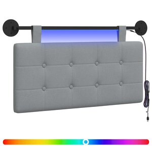 vidaXL Tête de lit suspendue Avec lumière LED Gris clair Tissu
