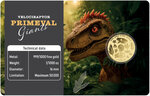 Monnaie VELOCIRAPTOR Primeval Giants 1/1000 Oz Medaille Or