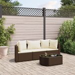 vidaXL Salon de jardin 4 Pièces avec coussins marron résine tressée