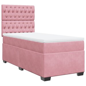 vidaXL Sommier à lattes de lit avec matelas Rose 90x190 cm Velours