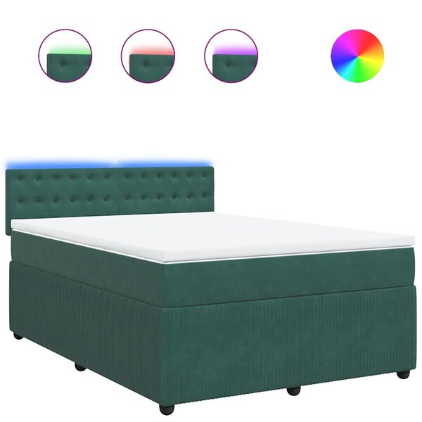 vidaXL Sommier à lattes de lit et matelas Vert foncé 140x200cm Velours