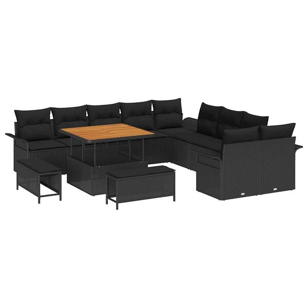 vidaXL Ensemble de canapé de jardin 13 Pièces Noir 100 x 100 x 71 cm