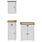 vidaXL Meubles de salle de bain 3Pièces BODO blanc marron bois pin massif