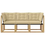 vidaXL Canapé d’extérieur milieu et coin avec coussin 3 Pièce Blanc