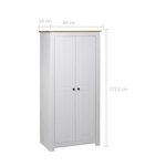 vidaXL Garde-robe Blanc 80x50x171 5 cm Pin massif Assortiment Panama