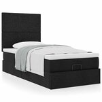 vidaXL Lit ottoman avec matelas noir 90x200 cm tissu