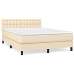 vidaXL Sommier à lattes de lit avec matelas Crème 140x200 cm Tissu