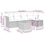 vidaXL Salon de jardin 6 Pièces avec coussins gris résine tressée