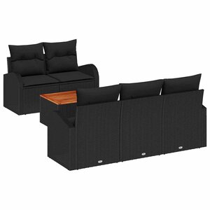 vidaXL Ensemble de canapé de jardin 6 Pièces Noir Poly rotin
