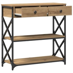 vidaXL Table Console avec tiroir chêne artisanal 75 x 28 x 75 cm