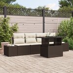 vidaXL Ensemble de canapé de jardin 5 pièces avec coussins marron en poly rotin