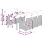 vidaXL Ensemble de bistro de jardin 7 Pièces coussins gris poly rotin