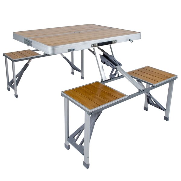 Bo-Camp Ensemble de table de pique-nique pliable Marron Bambou