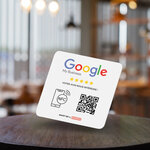 Plaque Google Avis Reviews - QR Code NFC RFID sans contact - Adhésive Vitrine Comptoir Table - 12x12cm - GG12FR