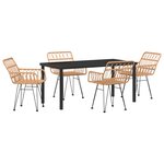 vidaXL Ensemble de salle à manger de jardin 5 pièces en poly rotin marron