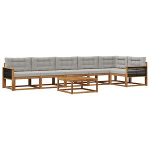 vidaXL Ensemble de canapés d'extérieur 7 Pièces Naturel et Gris clair