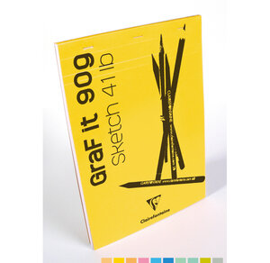Bloc croquis collé GraF it A5 90g 80F blanc CLAIREFONTAINE