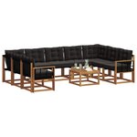 vidaXL Ensemble de canapés d'extérieur 10 Pièces Naturel et Noir
