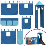 vidaXL Lit superposé avec toboggan et rideaux bleu 90x200 cm