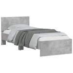 vidaXL Cadre de lit tête de lit et lumières LED gris béton 75x190 cm