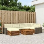 vidaXL Ensemble de canapés d'extérieur 7 Pièces Naturel et Crème